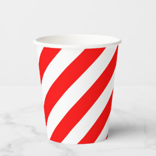 Gobelets En Papier Bandes diagonales rouges et blanches
