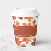 Gobelets En Papier Bandes d'or et feuilles d'automne d'or personnalis (Gauche)