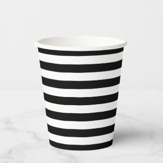 Gobelets En Papier Bandes horizontales noires et blanches de taille m