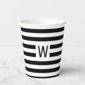 Gobelets En Papier Bandes noires et blanches simples Monogrammes (Verso)