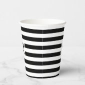 Gobelets En Papier Bandes noires et blanches simples Monogrammes (Droite)