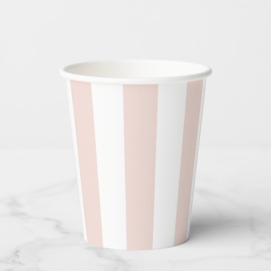 Gobelets En Papier Bandes roses blanches simples (Verso)