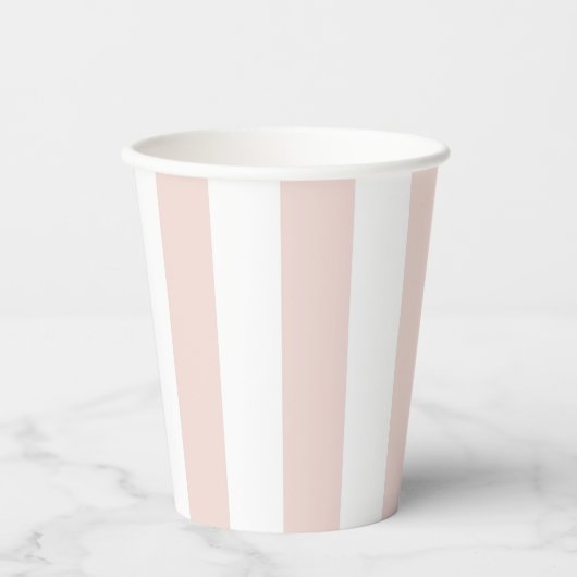 Gobelets En Papier Bandes roses blanches simples (Recto)