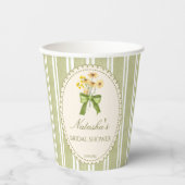 Gobelets En Papier Bandes vert sauge mariage monogramme (Recto)