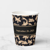 Gobelets En Papier Bannière de fête de date de fiançailles en or rose (Verso)