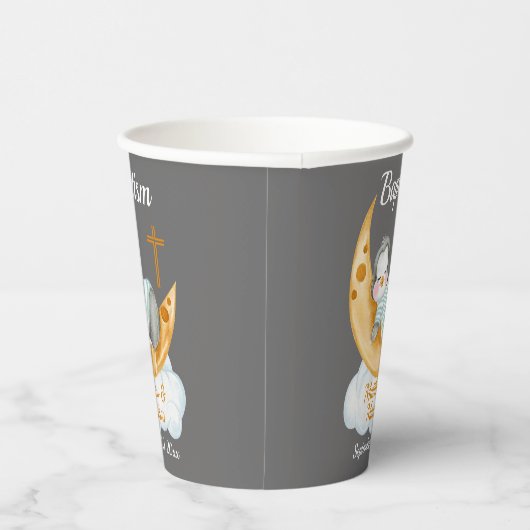 Gobelets En Papier Baptême Bébé Pingouin Et Tasses De Papier Lune (Droite)
