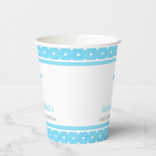 Gobelets En Papier Baptême bébé premier anniversaire Croix Bleue garç (Gauche)