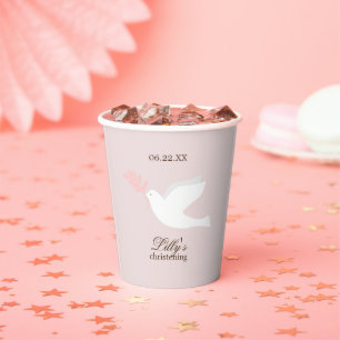 Gobelets En Papier Baptême de la fille de la colombe blanche