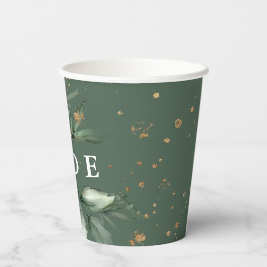 Gobelets En Papier Baptême de mariage moderne abstrait Eucalyptus Mou (Verso)