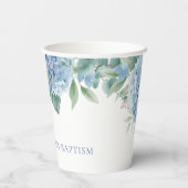 Gobelets En Papier Baptême d'Hydrangée bleue (Verso)