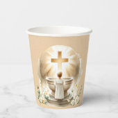 Gobelets En Papier Baptême dorée Bébé Garçon Christening Baptême (Verso)