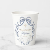 Gobelets En Papier Baptême élégant arc bleu (Verso)