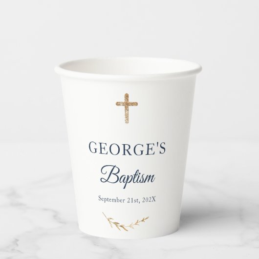 Gobelets En Papier Baptême élégant Événement religieux (Recto)