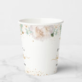 Gobelets En Papier Baptême eucalyptus blanc or floral (Gauche)