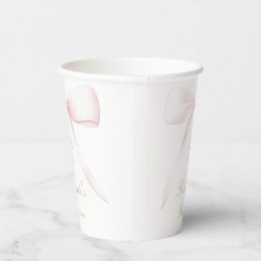 Gobelets En Papier Baptême fille arc rose (Droite)