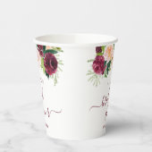 Gobelets En Papier Baptême Mariage Floral Bourguogne Et Rose (Gauche)