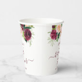 Gobelets En Papier Baptême Mariage Floral Bourguogne Et Rose (Droite)