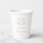 Gobelets En Papier Baptême simple de croix rose florale (Recto)