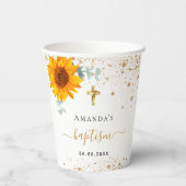 Gobelets En Papier Baptême tournesol eucalyptus (Verso)