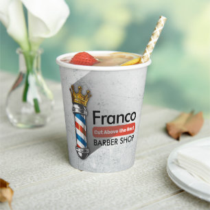 Gobelets En Papier Barber Hair Shop King Crown Barber Pole Hair Salon