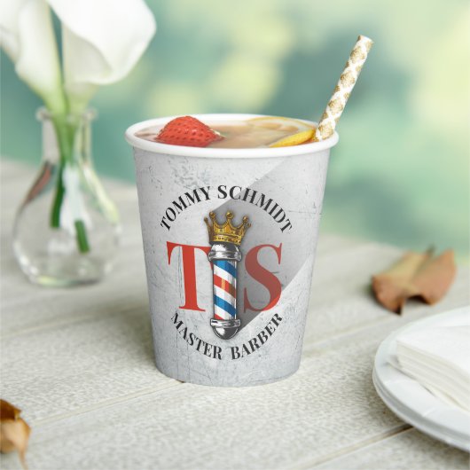 Gobelets En Papier Barber Hair Shop King Crown Barber Pole Hair Salon (Insitu)