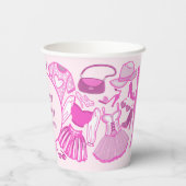 Gobelets En Papier Barbiecore Motif de mode rose et rose chaud (Verso)