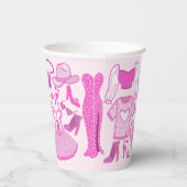 Gobelets En Papier Barbiecore Motif de mode rose et rose chaud (Droite)