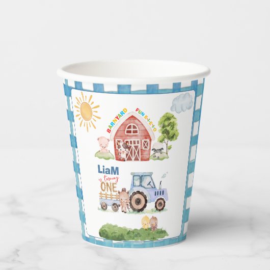 Gobelets En Papier Barnyard Fun 1er Anniversaire (Recto)