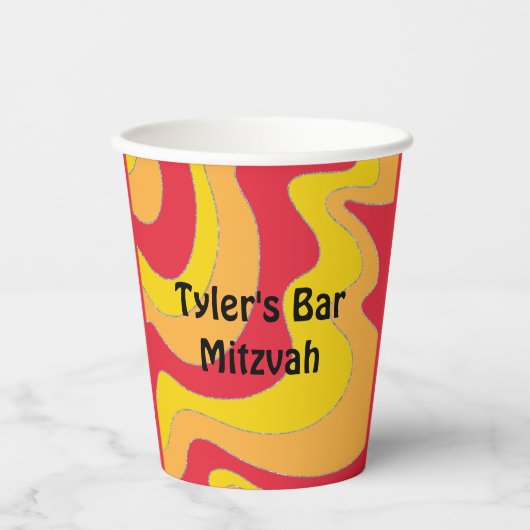 Gobelets En Papier Barre Bat mitzvah de papier Coupe Hippie Vagues (Recto)