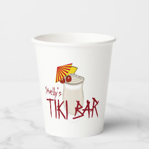 Gobelets En Papier Barre Tiki du nom personnalisé