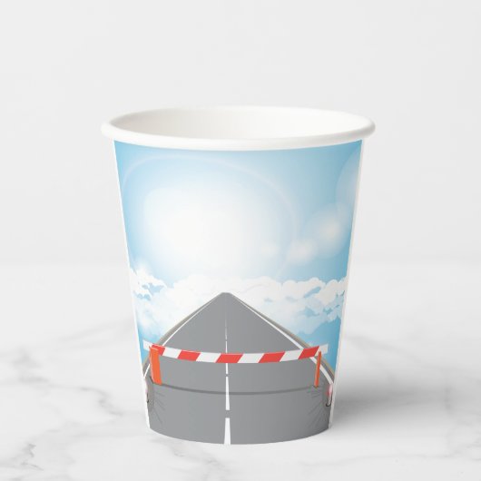 Gobelets En Papier Barrière rouge et blanche Accès bloqué (Recto)