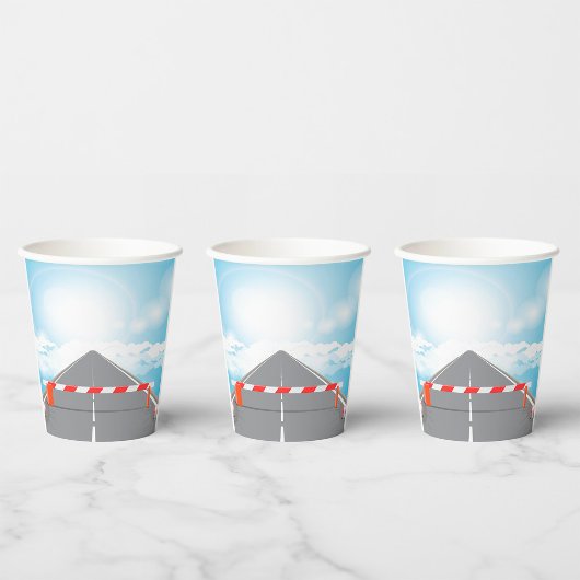 Gobelets En Papier Barrière rouge et blanche Accès bloqué