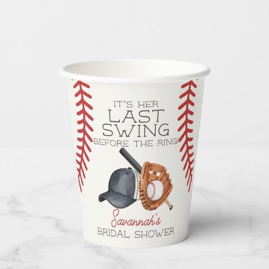 Gobelets En Papier Baseball Dernier Swing Home Run Fête des mariées D (Verso)