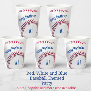 Gobelets En Papier Baseball rond avec nom et parti d'âge