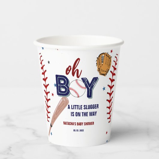 Gobelets En Papier Baseball Sports Petite salope Baby shower garçon (Recto)