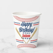 Gobelets En Papier Baseball Thème Personnalisé Anniversaire Coupe en  (Verso)