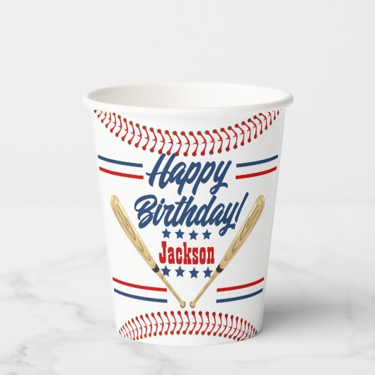 Gobelets En Papier Baseball Thème Personnalisé Anniversaire Coupe en (Verso)