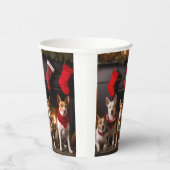 Gobelets En Papier Basenji au coin du feu Noël (Droite)