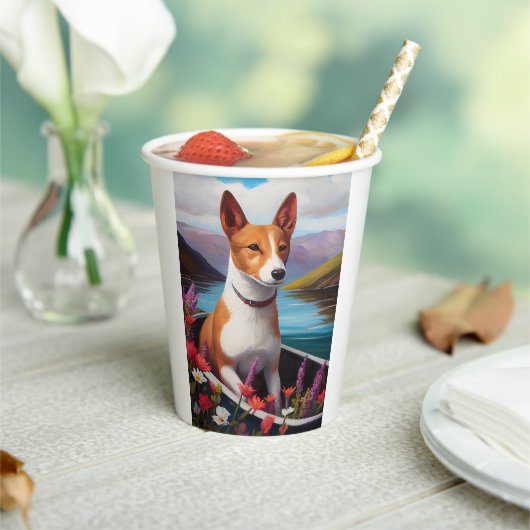 Gobelets En Papier Basenji Chien sur une pagaie : une aventure Pittor (Insitu)