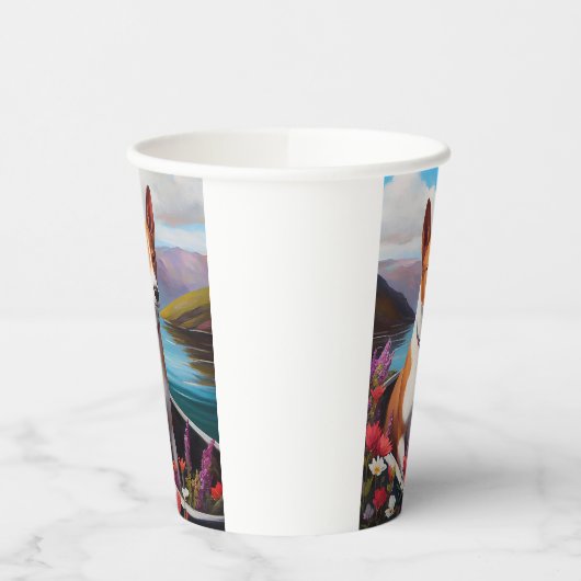 Gobelets En Papier Basenji Chien sur une pagaie : une aventure Pittor (Gauche)