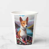 Gobelets En Papier Basenji Chien sur une pagaie : une aventure Pittor (Recto)