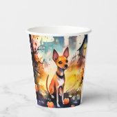 Gobelets En Papier Basenji D'Halloween Avec Peur Citrouille (Verso)