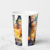 Gobelets En Papier Basenji D'Halloween Avec Peur Citrouille (Droite)