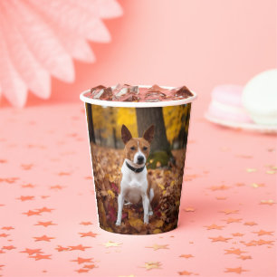 Gobelets En Papier Basenji en automne Feuilles automne Inspiration