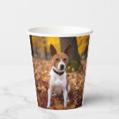 Gobelets En Papier Basenji en automne Feuilles automne Inspiration (Verso)