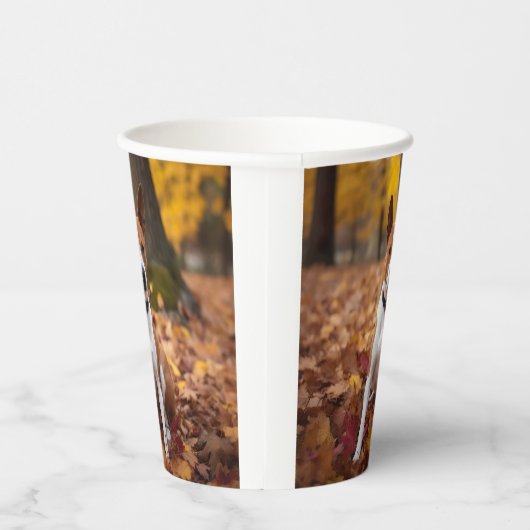 Gobelets En Papier Basenji en automne Feuilles automne Inspiration (Droite)