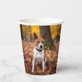 Gobelets En Papier Basenji en automne Feuilles automne Inspiration (Recto)