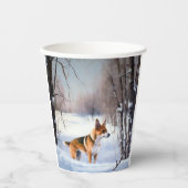 Gobelets En Papier Basenji Laisser neiger Noël (Recto)