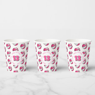 Gobelets En Papier basket-ball blanc rose