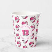 Gobelets En Papier basket-ball blanc rose (Recto)